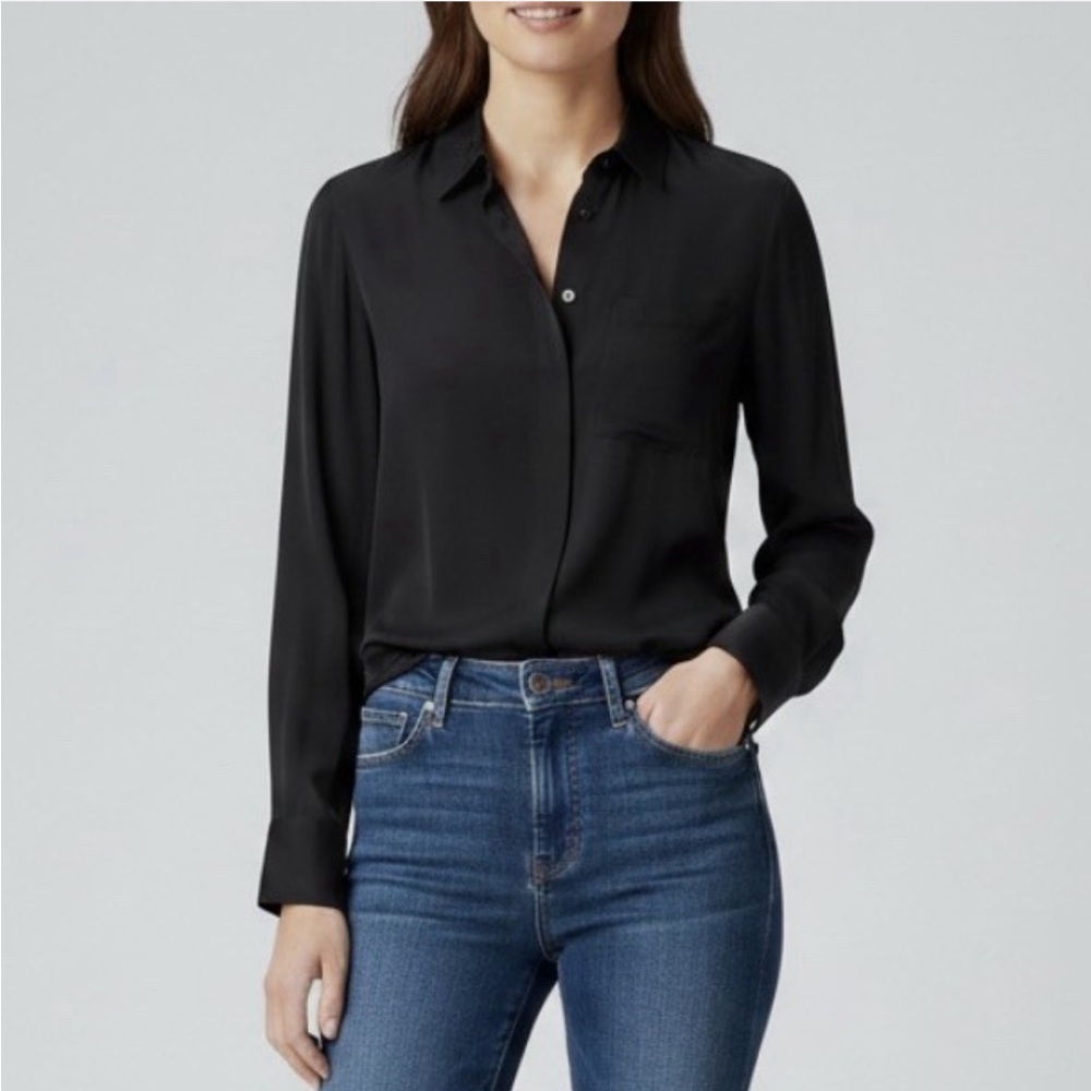 J. Crew button-up shirt in re-imagined silk in black